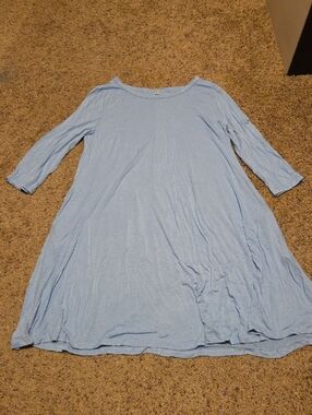 Women's Soft Light Blue Dress - 3/4 Sleeves